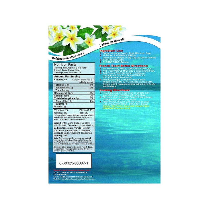 Hawaii's Best Hawaiian Creamy Coconut French Toast Mix