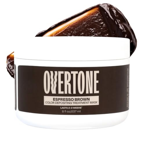 Overtone Semi Permanent Hair Color Conditioner, Espresso Brown, 8 oz, Nourishing, Damage-Free, Color Depositing Mask for All Hair Types with Shea But