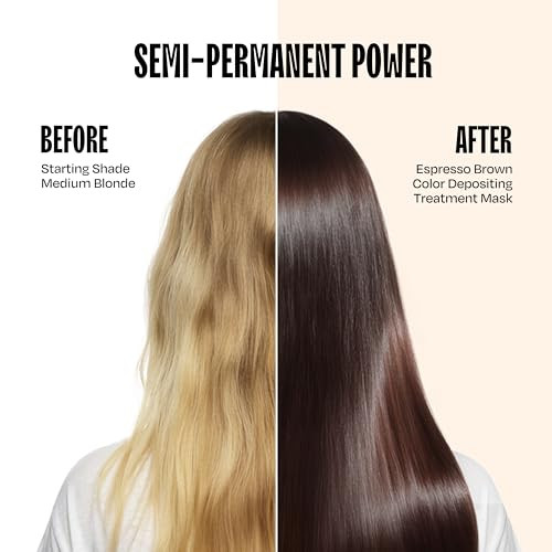 Overtone Semi Permanent Hair Color Conditioner, Espresso Brown, 8 oz, Nourishing, Damage-Free, Color Depositing Mask for All Hair Types with Shea But