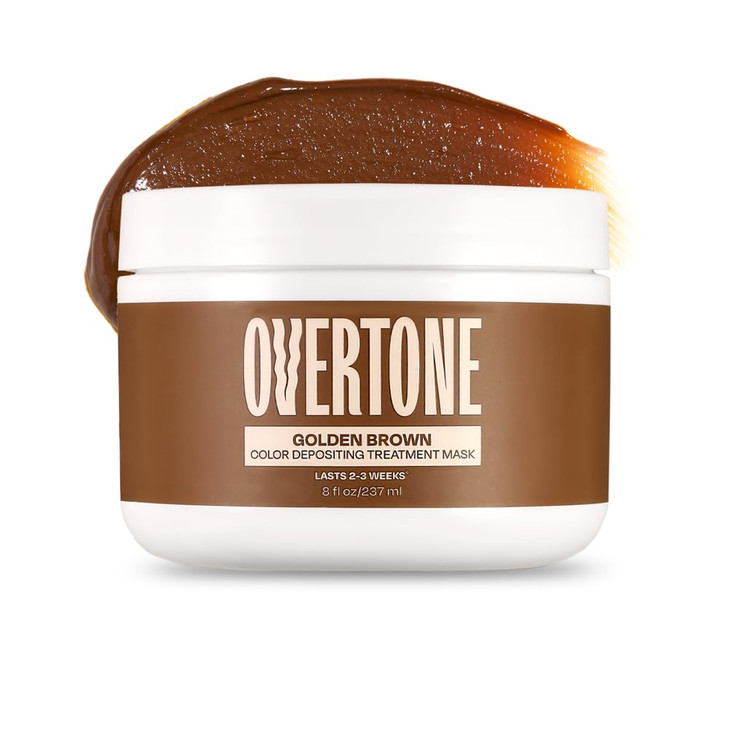 Overtone Semi Permanent Hair Color Conditioner, Golden Brown, 8 oz, Nourishing, Damage-Free, Color Depositing Mask for All Hair Types with Shea Butte