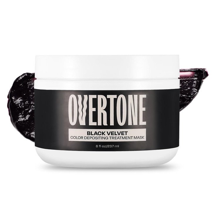 Overtone Semi Permanent Hair Color Conditioner, Black Velvet, 8 oz, Nourishing, Damage-Free, Color Depositing Mask for All Hair Types with Shea Butte