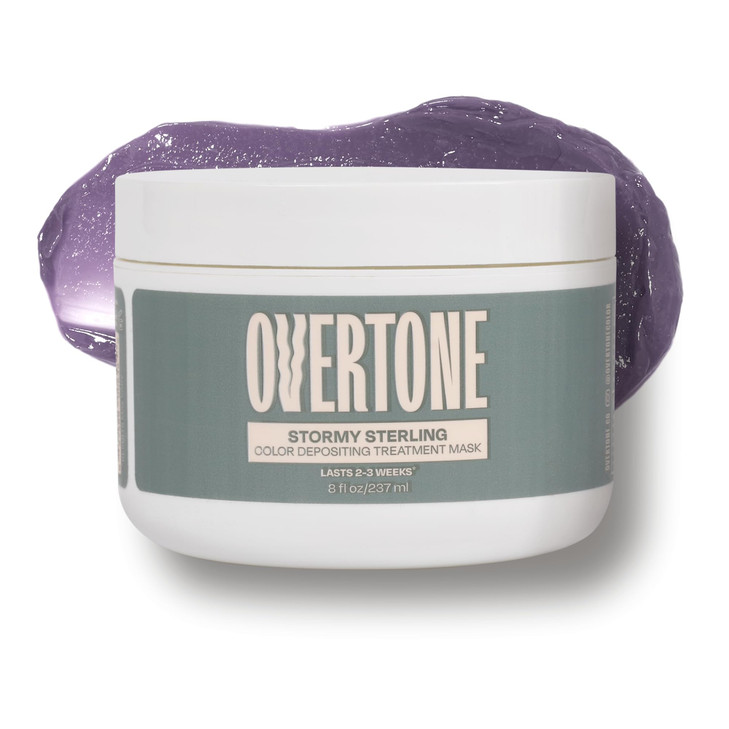 Overtone Semi Permanent Hair Color Conditioner, Stormy Sterling, 8 oz, Nourishing, Damage-Free, Color Depositing Mask for All Hair Types with Shea Bu