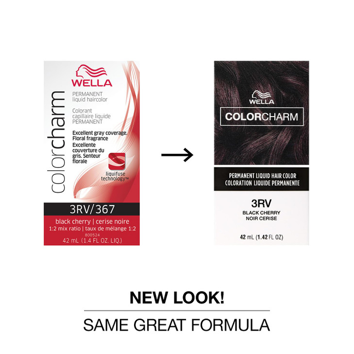 COLORCHARM Permanent Liquid Hair Color for Gray Coverage| 3RV Black Cherry | 1.4 Fl Oz