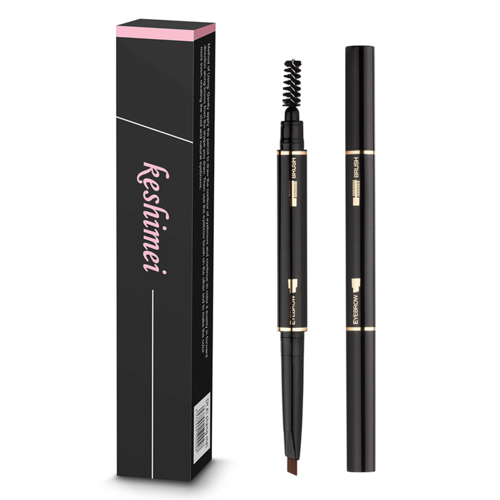 Eyebrow Pencil 2 Packs, Waterproof Smudge-Proof Brow Pencil with Brow Brush, Automatic Eye Brow Makeup Kit, Black
