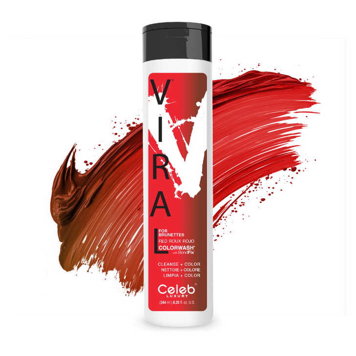 Red Hair Color Depositing Colorwash, Red Viral Shampoo for Brunettes and Brown Hair + Bondfix Bond Rebuilder, Semi Permanent Hair Color, Vegan Hair D