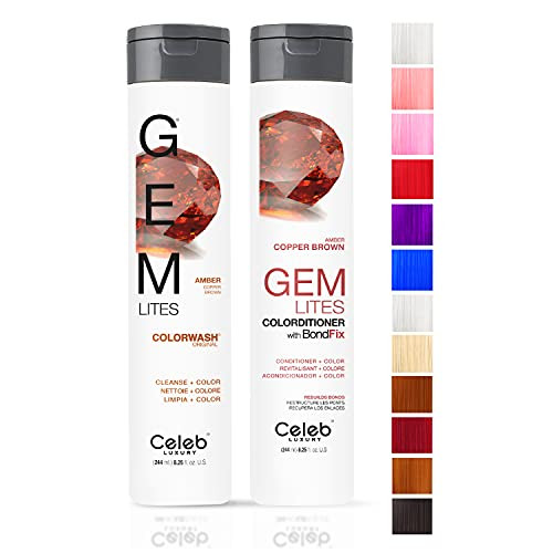 Celeb Luxury Intense Color Depositing Colorwash Shampoo + Bondfix Rebuilder, Vegan, Sustainably Sourced Plant-Based, Semi-Permanent Hair Color, Viral