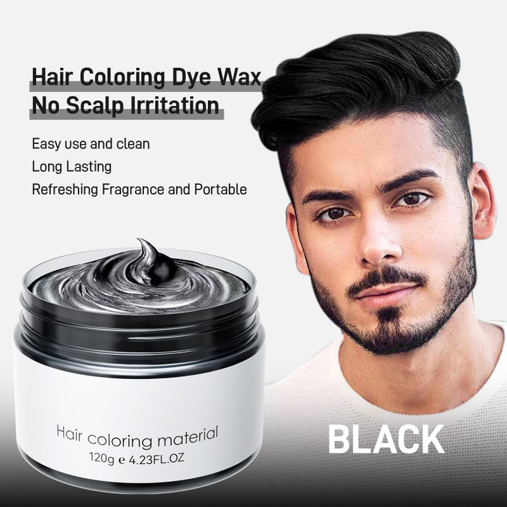 Black Temporary Hair Dye,Temporary Hair Color Wax,Natural Washable Hair Dye Temp Hair Color for Women Men Kids Party Cosplay Halloween