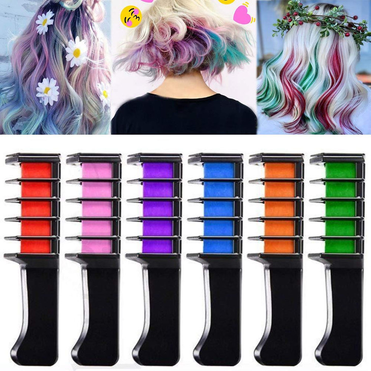 EBANKU Temporary Hair Chalk Comb, 10 Color Washable Hair Chalk Set for Girls Kids Gifts on Cosplay DIY Halloween Christmas Day Birthday Party