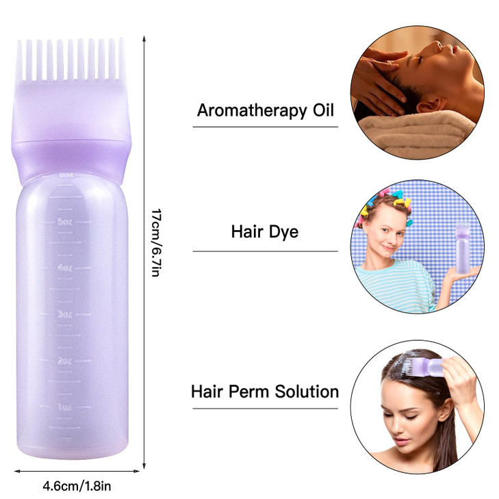 Root Comb Applicator Bottle, 6 Ounce, Hair Oil Applicator, Oil Applicator for Hair Dye, Oil Bottles for Hair, Hair Oiling Applicator with Graduated S