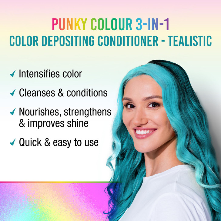 Punky Colour 3-in-1 Color Depositing Hair Cleanser & Conditioner, 8.5 fl oz. (Tealistic)