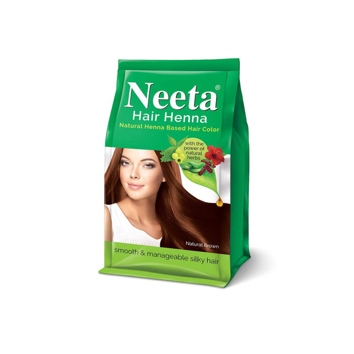 Neeta Hair Henna Powder Enriched With Natural Herbs, Ammonia Free Henna Hair Dye - Natural Brown - 4.41Oz