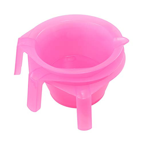KALLORY Hair Color Mixing Bowl, 3pcs Plastic Hair Dye Bowl with Handle Color Mixing Tint Bowl Hair Color Mixing Tool for Salon Hairdressing, Pink