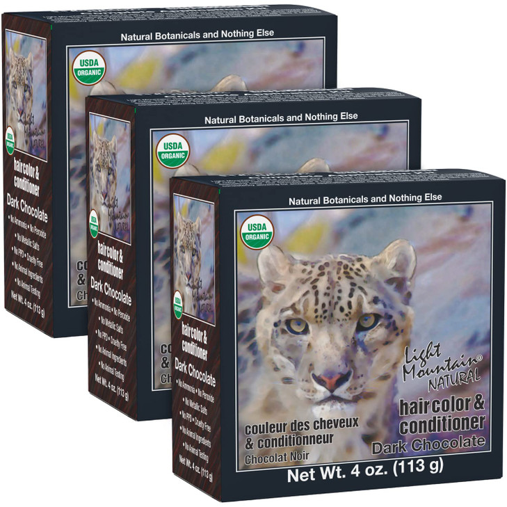 Light Mountain Henna Hair Color & Conditioner - Dark Chocolate Hair Dye for Men/Women, Organic Henna Leaf Powder and Botanicals, Chemical-Free, Semi-