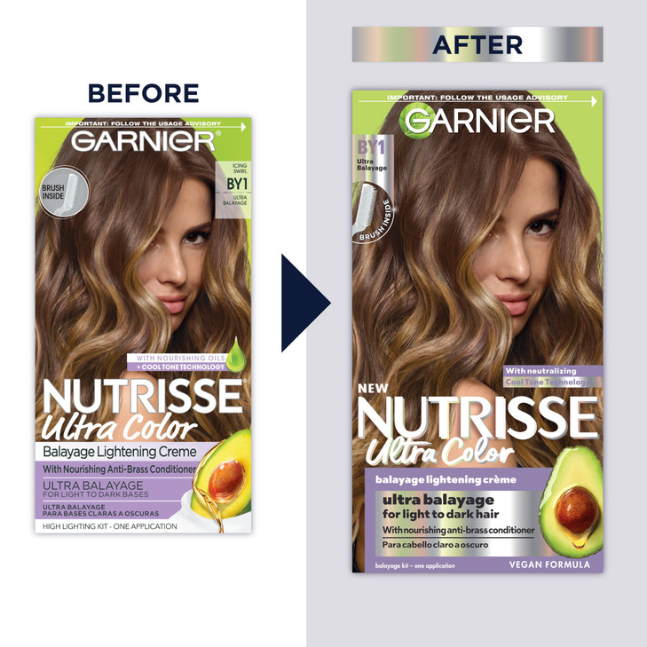 Garnier Hair Color Nutrisse Ultra Color Nourishing Creme, BY1 Ultra Balayage (Icing Swirl) Blonde Permanent Hair Dye, 1 Count (Packaging May Vary)