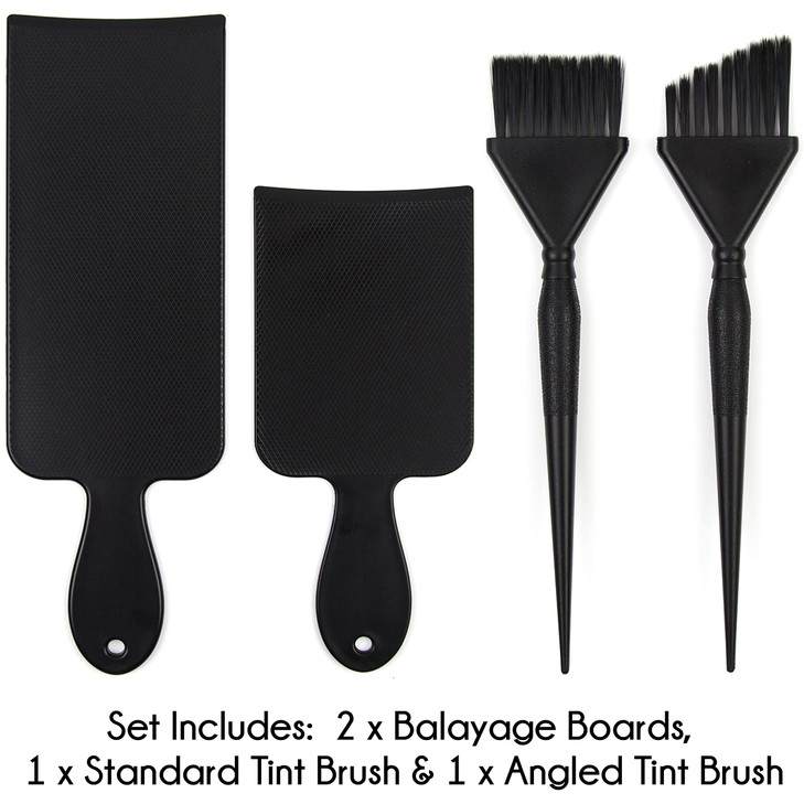 Balayage Kit - 1 Long and 1 Short Balayage Board, 1 Straight and 1 Angled Hair Dye Brush - Hair Highlighting Kit - Hair Dye Kit - Hairstylist Accesso
