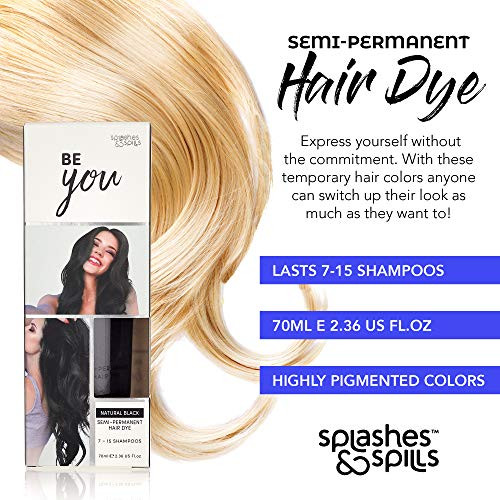 Semi-Permanent Black Hair Dye - Vibrant 2.36 Oz. Tubes Temporary Hair Color - Ammonia and Peroxide Free -Vegan and 100% Cruelty-Free Toner - Lasts fo