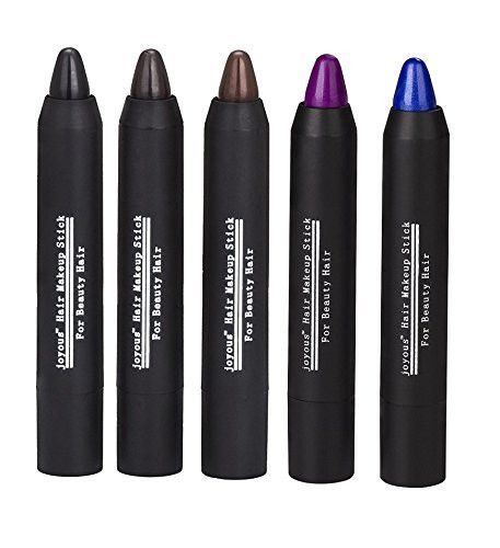 Professional Hair Chalk Temporary Hair Dye Non-toxic Hair Color Crayon Cover White Hair Color Patch (5packs-black-coffee-dark brown-purple-blue)