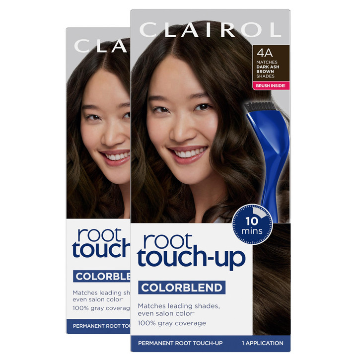 Clairol Root Touch-Up by Nice'n Easy Permanent Hair Dye, 4A Dark Ash Brown Hair Color, Pack of 2