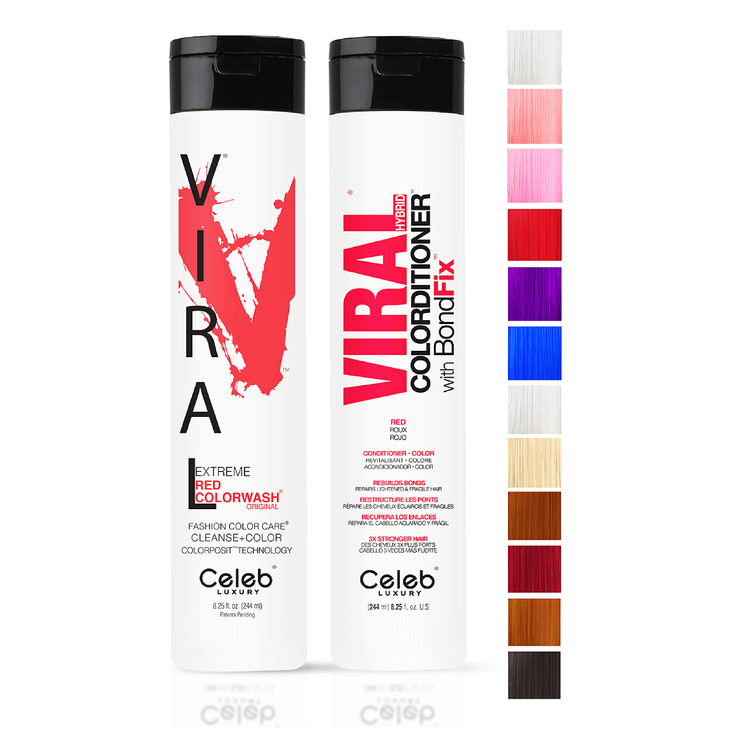 Celeb Luxury Viral Duo Color Depositing Colorwash Shampoo & Conditioner Set + Bondfix Bond Rebuilder, Semi Permanent Hair Color, Vegan Hair Dye, Extr