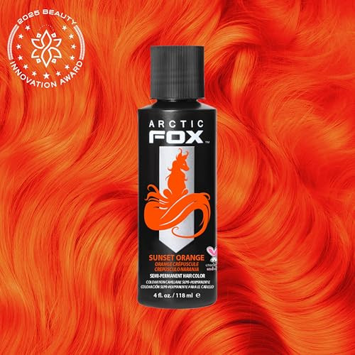 ARCTIC FOX Vegan and Cruelty-Free Semi-Permanent Hair Color Dye (4 Fl Oz, SUNSET ORANGE)