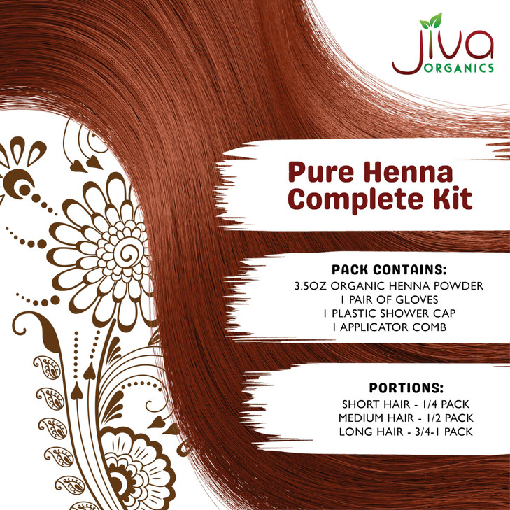 Jiva Organic Henna Powder For Hair - 100% Pure, Certified Organic Natural Hair Colorant - NO Chemicals, Kosher, Vegan, Cruelty Free