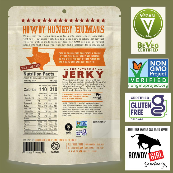 It's Jerky Y'all Plant Based Jerky CHIPOTLE | Beyond Tender and Tasty Vegan Snacks | Non-GMO, Gluten Free & Vegetarian (2 Pack)