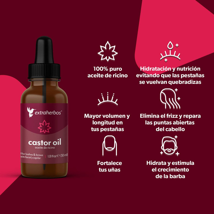 Extraherbos Mexican-Sourced Castor Oil for Curly Hair - Traditional Family Formula - Hair Growth & Curl Definition - Also Perfect for Lashes - 30ml