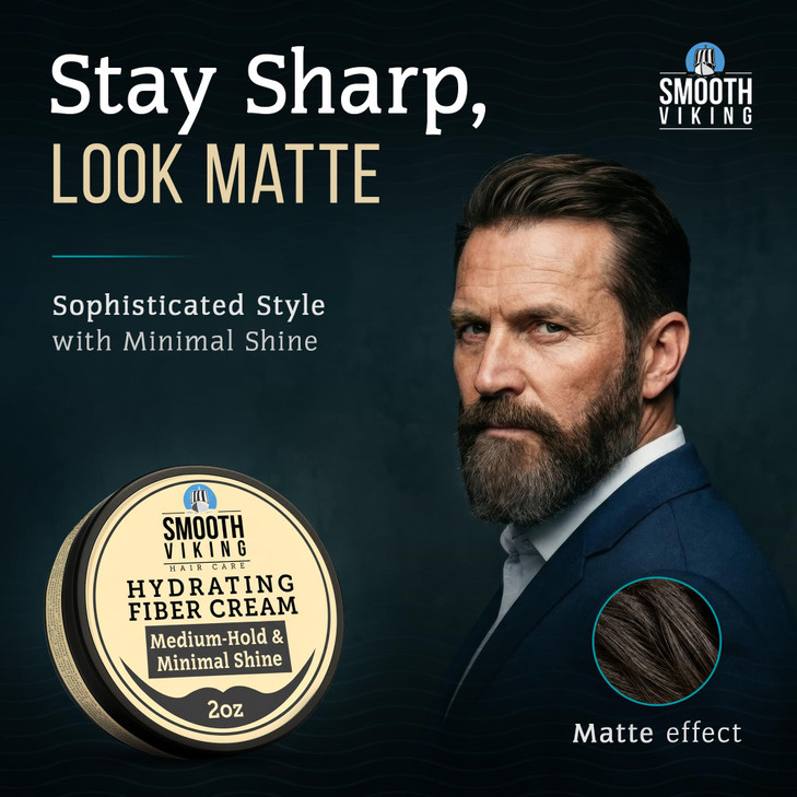 Smooth Viking Hydrating Fiber Cream for Men - Hair Gel with Flexible Styling, 2oz - Improves Hair Health, Natural Scent, Minimal Shine, Dairy-Free -