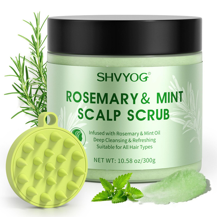 SHVYOG Scalp Scrub, Rosemary Scalp Exfoliator, Scalp Exfoliator Scrub for Build Up, Oily Hair, Hair Treatment Nourishing Detox Hair Care with Scalp M
