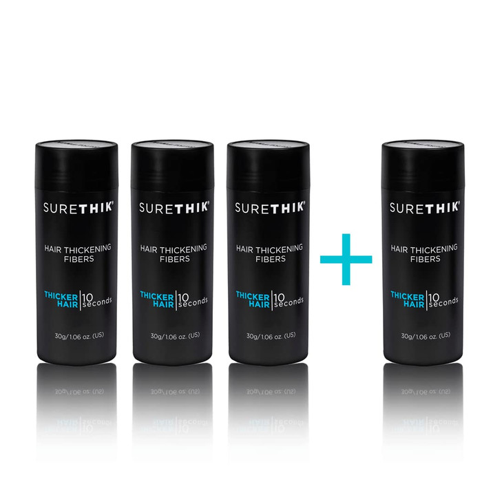 SURETHIK Hair Thickening Fibers (Pack of 4 x 30g Bottle, Dark Brown), For Thicker Looking Hair, Building Hair Fibers to Conceal Thinning Hair for Men