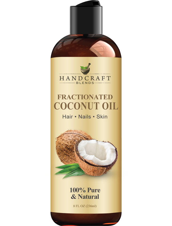 Handcraft Blends Fractionated Coconut Oil - 8 Fl Oz - 100% Pure and Natural - Premium Grade Carrier Oil for Skin and Hair - Hair and Body - Massage