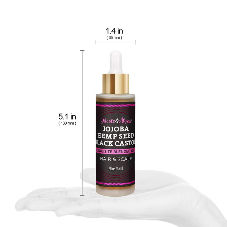 Nicole & Alyssa - Hair and Scalp Oil 2oz - 100% Pure Essential Oil (Jojoba Oil, Hemp Seed Oil, Black Castor Oil) (Pack of 1)