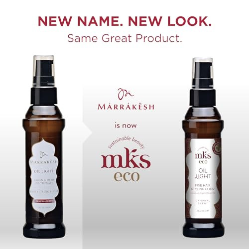 MKS Eco Hair Styling Elixir - Original 2 fl oz - Moroccan Argan Oil and Hemp Seed Oil for Fine Hair - Moisturizing, Nourishing & Frizz Control - Vega