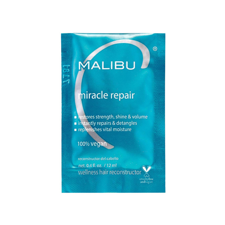 Malibu C Miracle Repair Hair Reconstructor (1 Packet) - Nourishing Hair Repair Treatment for Weak, Damaged Strands - Flax Protein & Vitamin B5 for Ha