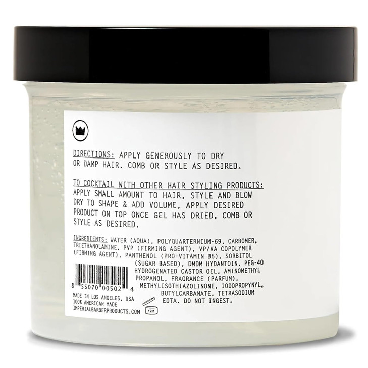 Imperial Barber Grade Gel Pomade - All Day Strong Hold, No Flaking, Water Based, Reactivatable - Natural Men's Hair Styling Product 12oz