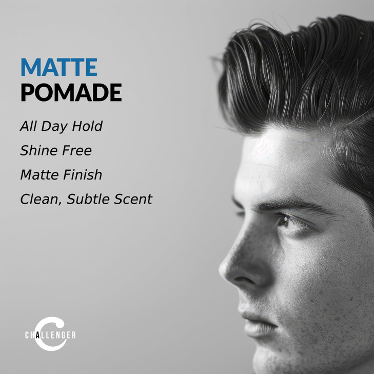 Challenger Matte Cream Pomade | Natural, Shine Free Styling Product | Medium Firm All-Day Hold | Travel Friendly Water Based Hair Gel | For All Hair