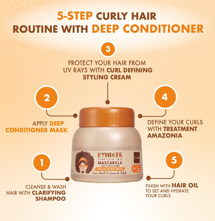 ETNIKER Deep Conditioning Mask for Afro-Curly, Wavy hair | Detangle, Soften & Moisturize | Coconut Oil, Shea Butter, Monoi Oil | Free from Salt, Sulf