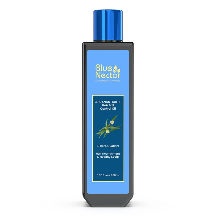 Blue Nectar Briganantadi Hair Fall control & Healthy Scalp Oil | Non Sticky Perfect Hair Fall Oil for Women & Men Hair growth (9 Herbs, 6.7Fl Oz)