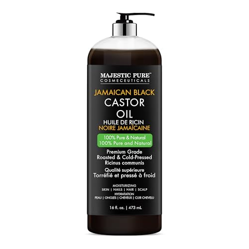MAJESTIC PURE Pure Jamaican Black Castor Oil for Hair Care, Strengthening, Nourishing, and Volumizing Formula - Non GMO Verified, 16 Fl Oz