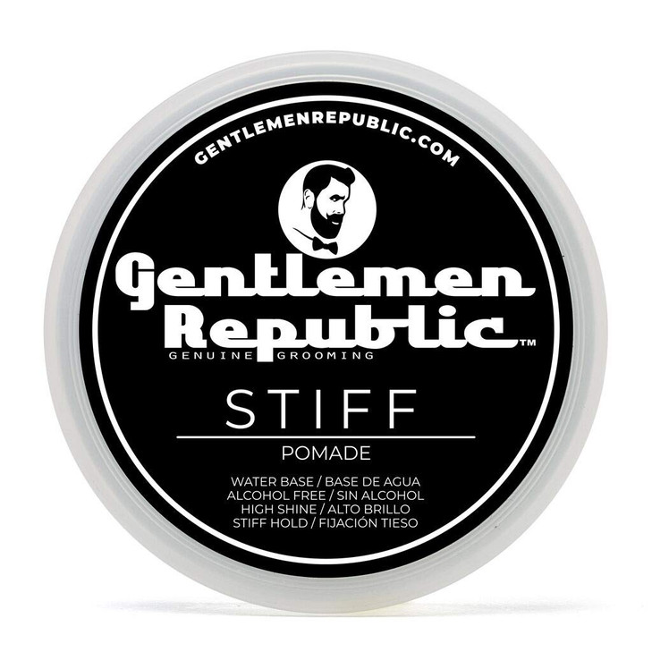 Gentlemen Republic 8oz Stiff Hair Pomade - Lightweight All-Day Hold with High Shine Finish, Alcohol-Free and Paraben-Free Formula, Suitable for Thick