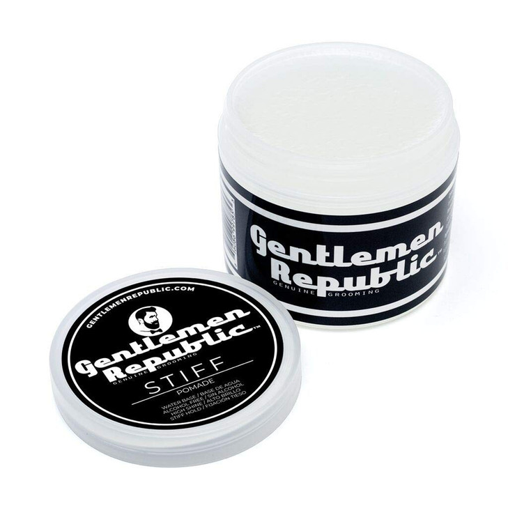 Gentlemen Republic 8oz Stiff Hair Pomade - Lightweight All-Day Hold with High Shine Finish, Alcohol-Free and Paraben-Free Formula, Suitable for Thick