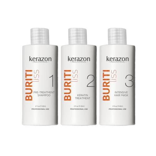 KERAZON Brazilian Keratin Treatment Buriti Liss Kit 2oz/60ml - At Home Keratin Treatment Smoothing and Straightening - Keratina para Alisar el Pelo -
