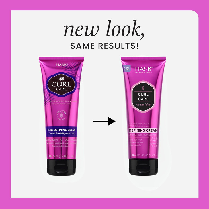 HASK Hair Cream - Curl Care Defining Cream 2 Piece Bundle, vegan, cruelty-free, color safe, free from gluten, sulfates, and parabens
