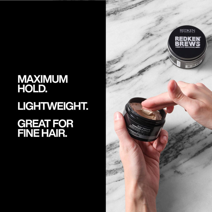 Redken Brews Clay Pomade For Men - Volumizes Fine And Medium Hair With Long-Lasting High Hold and Matte Finish