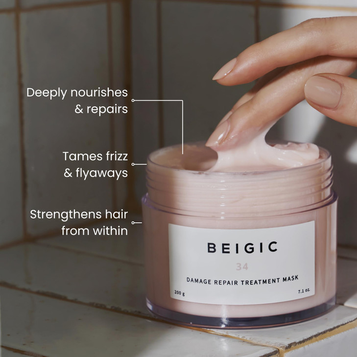BEIGIC Damage Repair Treatment Mask - Vegan Silicone-free Deep Conditioning Hair Mask with Argan Oil & Vitamin E for Dry, Damaged, Thinning, Frizzy H