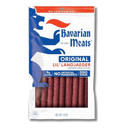 Bavarian Meats Lil' Landjaeger Meat Sticks, Smoked Sausage Protein Snacks, Zero Sugar, Great Source of Protein, Gluten Free, Keto Friendly Low Carb S