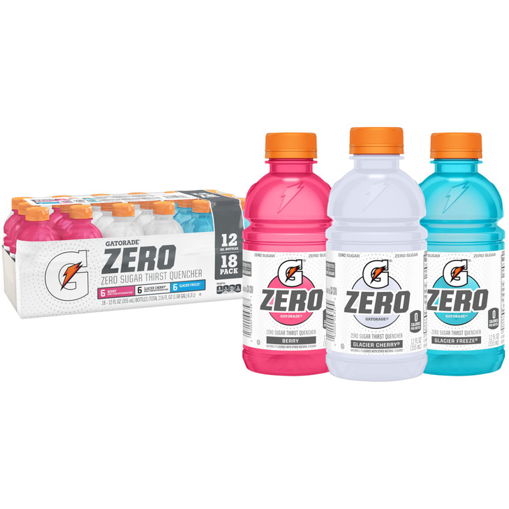 Gatorade Zero Flavor Variety Pack, 12 Fl Oz Bottles, 18 Pack