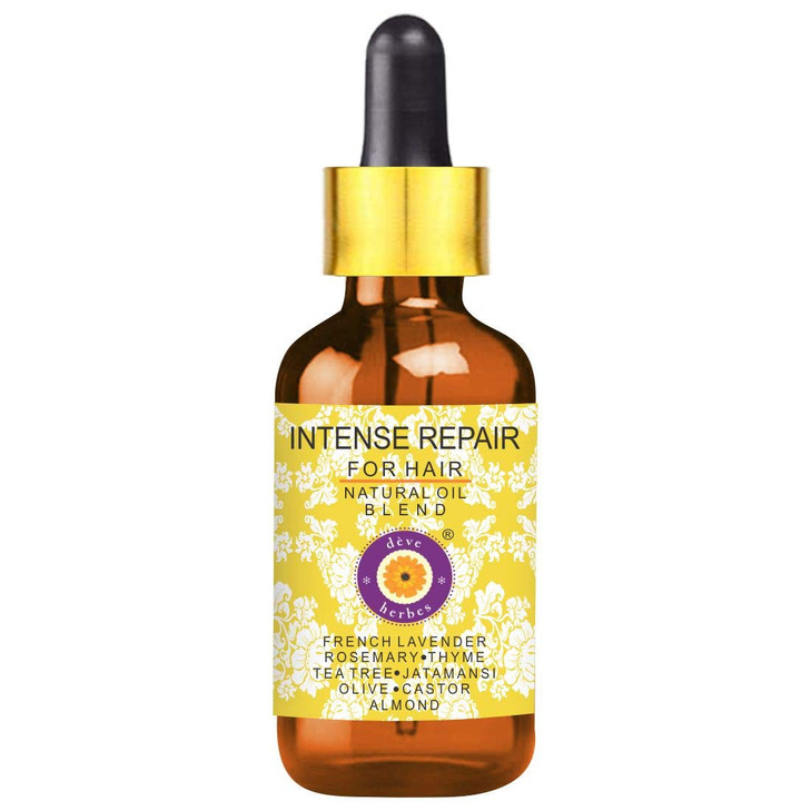 dève herbes Intense Repair Hair Oil - For Dry, Damaged and Brittle hair. Jatamansi, Rosemary, Thyme, Tea Tree & French Lavender Essential Oils in Alm