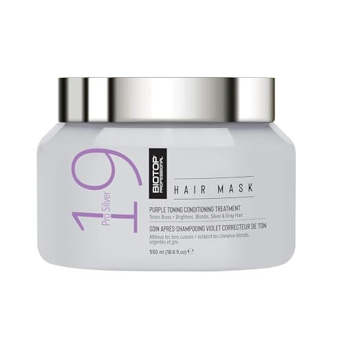 Biotop Professional 19 Pro Silver Hair Mask - Moisturizes & Eliminates Yellow and Brassy Tones - Hydrating Hair Mask For Blonde or Bleached Hair - 18