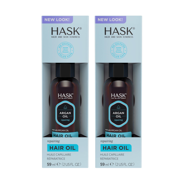 HASK ARGAN Repairing Hair Oil for shine and frizz control for all hair types, color safe, gluten free, sulfate free, paraben free - 2 Hair Oils